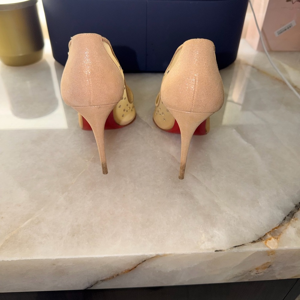 Christian Louboutin Beige Studded Heels - Picture 5 of 12